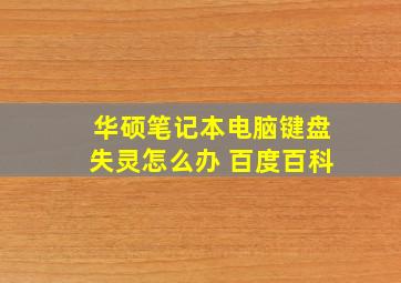 华硕笔记本电脑键盘失灵怎么办 百度百科